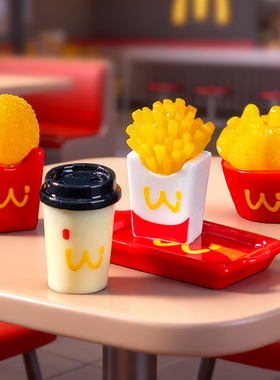 微景观仿真薯条汉堡桌面食物摆件