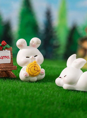 树脂摆件卡通微景观小动物兔子