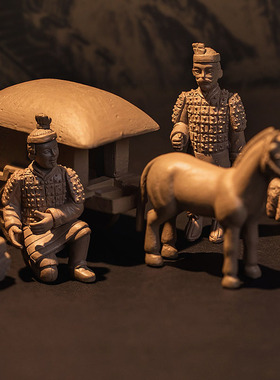 微景观可爱古代秦俑兵马俑考古挖掘盲盒旅游纪念工艺品桌面小摆件