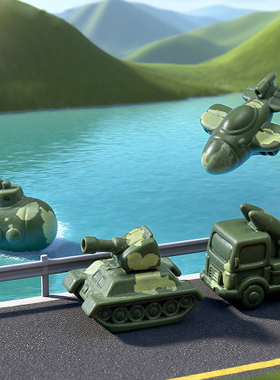 微景观树脂军事坦克战车桌面摆件