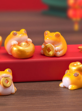 微景观树脂元宝蟾蜍桌面动物摆件
