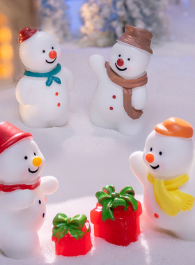 微景观可爱树脂雪人圣诞节摆件