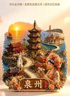 泉州文创冰箱贴2026新款金属浮雕冰箱贴簪花钟楼旅游纪念品伴手礼
