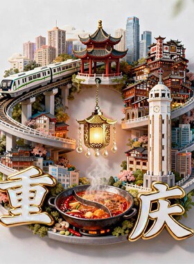 重庆洪崖洞文创冰箱贴2026新款金属浮雕磁贴李子坝旅游纪念品礼物