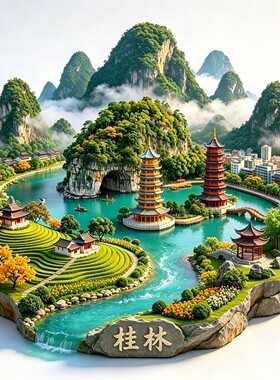 广西南宁文创冰箱贴2026新款金属浮雕磁贴桂林旅游纪念品伴手礼