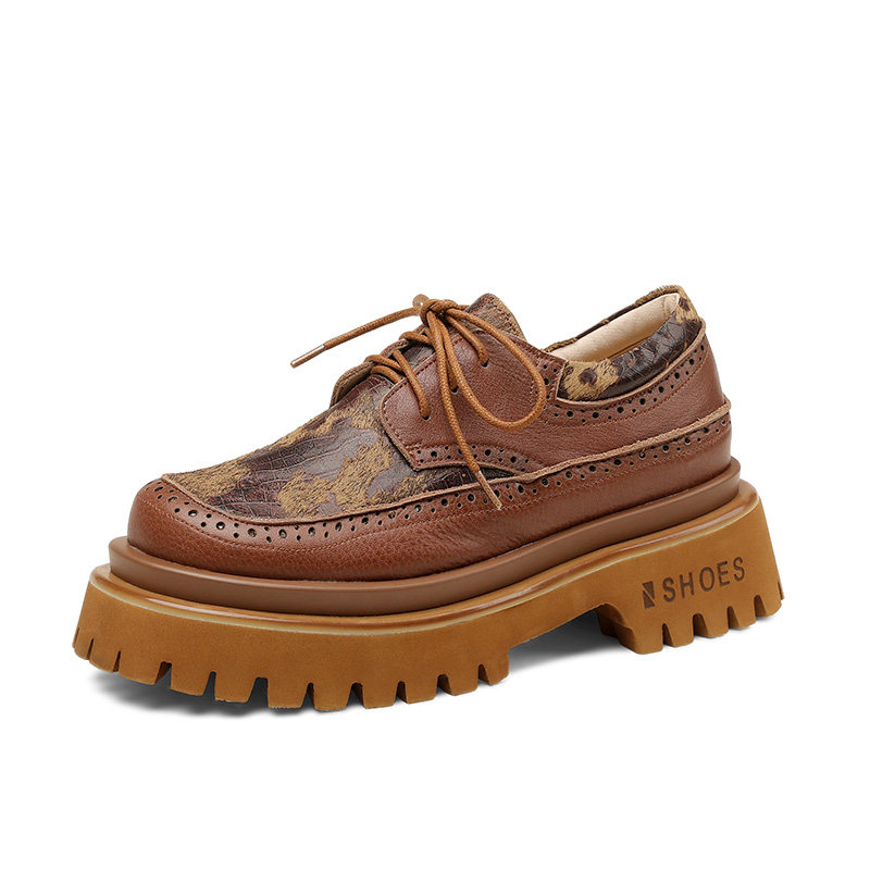 杨小东气质圆头真皮厚底松糕鞋原创春秋新款撞色深口增高粗跟单鞋,淘宝优惠券,粉丝福利购,淘宝优惠卷