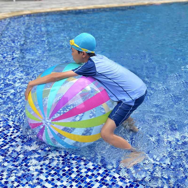 网红大号便携充气彩色沙滩球成人儿童早教游泳水上戏水玩具水球 - 图0