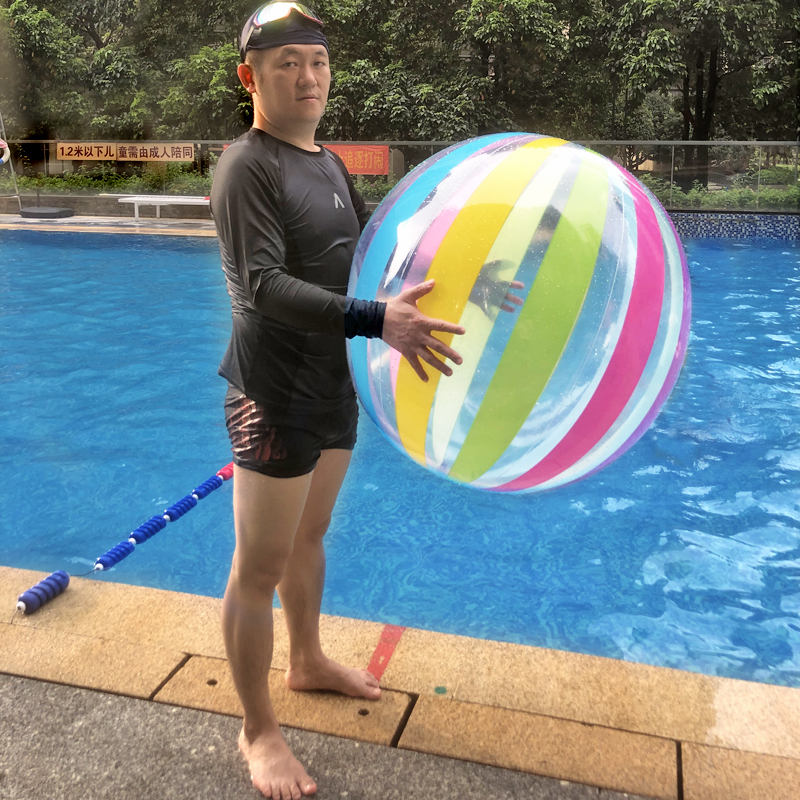 网红大号便携充气彩色沙滩球成人儿童早教游泳水上戏水玩具水球 - 图2