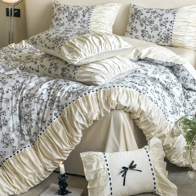 Class A French high-end romantic pure cotton four-piece set