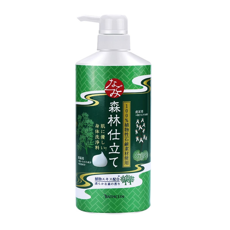 日本进口巴斯克林舒和草本森林清爽沐浴露香氛泡沫细腻易冲600ml