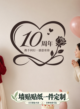 客厅橱窗贴结婚纪念日生日店庆文艺贴镂空周年庆创意门贴墙贴定制