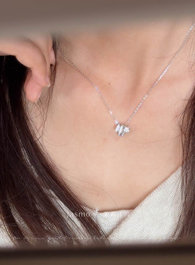 S925纯银锆石星星锁骨链