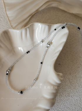 原创小众灰色珍珠锁骨链项链女
