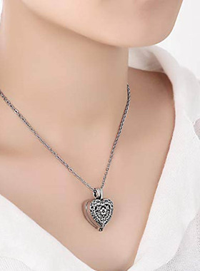 牙齿可打开心形骨灰盒香水瓶吊坠