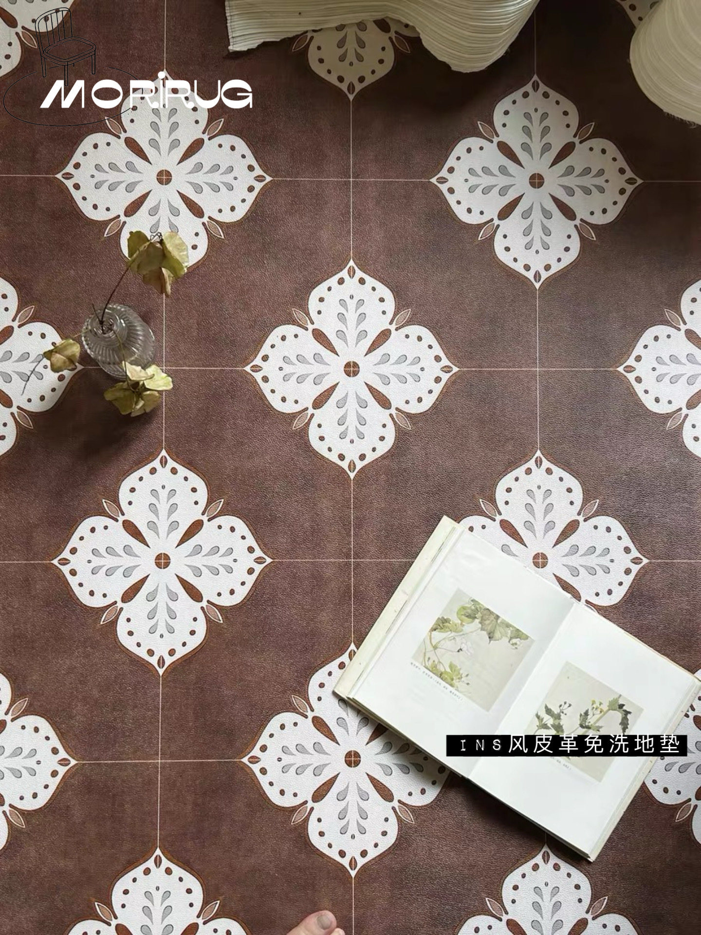 复古南法花砖厨房阳台卫生间瓷砖改造防水免洗皮革地垫超薄进门垫,淘宝优惠券,粉丝福利购,淘宝优惠卷