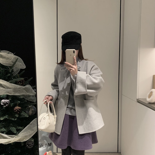 拿铁-圆领不挑人一手长巨显瘦百搭羊毛外套（含100澳毛）121611w4 - 图3