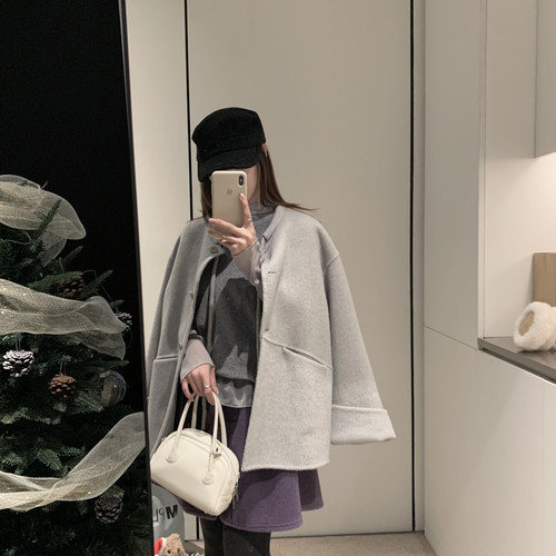 拿铁-圆领不挑人一手长巨显瘦百搭羊毛外套（含100澳毛）121611w4 - 图1