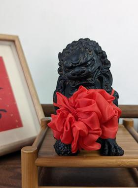 仿古中国风中式禅意桌面案头乔迁案头绣球大狮子摆件软装新居礼品