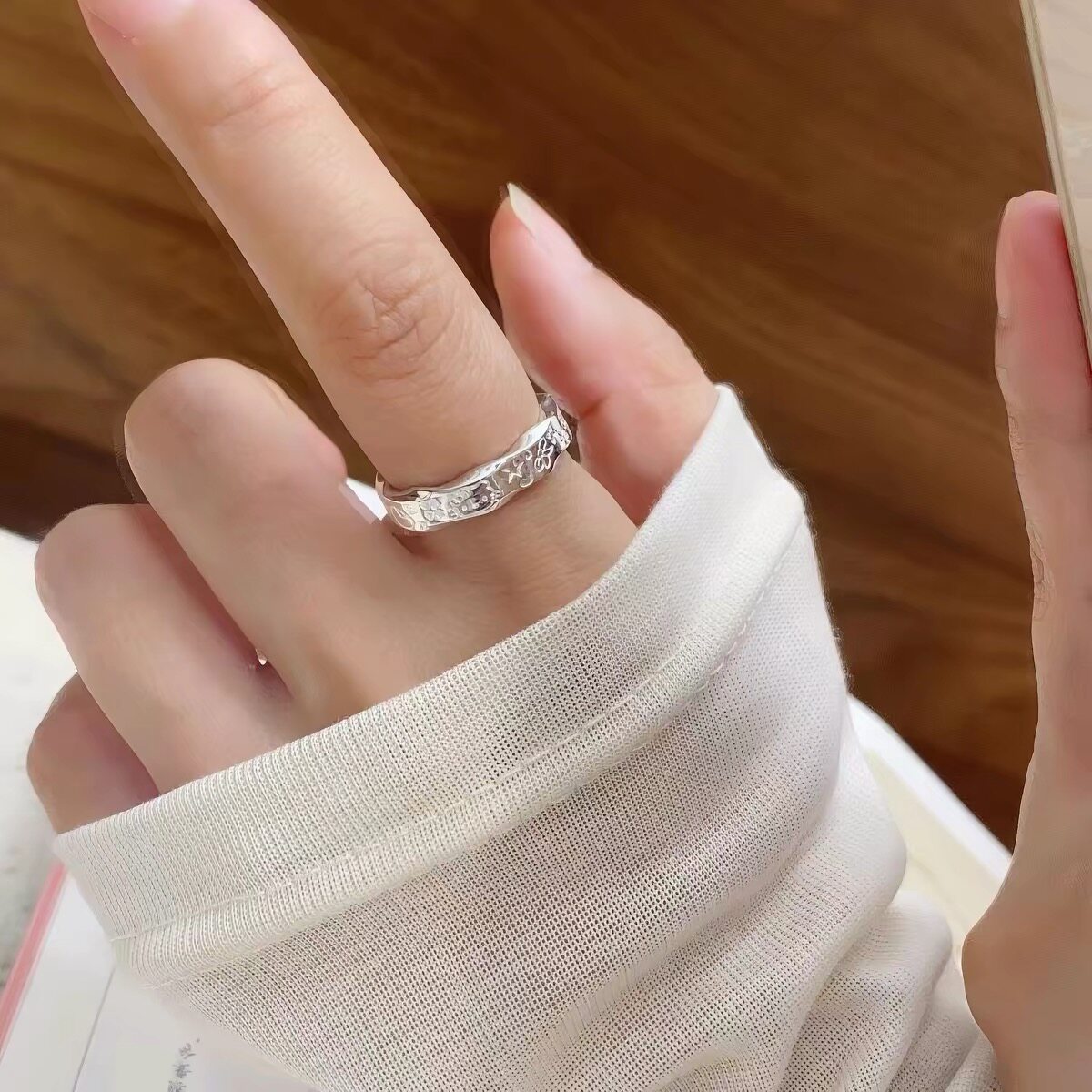 Pure silver 9999kitty sterling silver ring sweet and cute girl graffiti kt cat silver ring gift for girlfriend