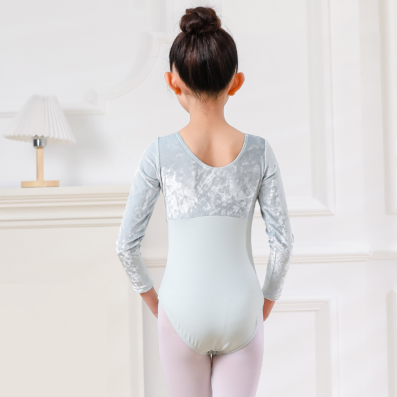 儿童舞蹈服秋冬长袖丝绒练功服芭蕾考级服中国舞艺考基训服形体服 - 图0