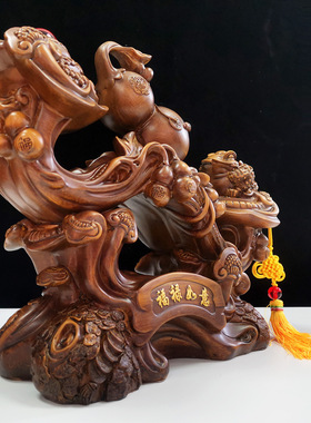 吉祥如意葫芦摆件三足金蟾高档寓意工艺品家居客厅酒柜装饰礼品