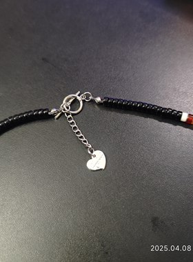 AC新品黑色天然石橙红玛瑙蓝白色松石串珠项链圈锁骨链气质百搭