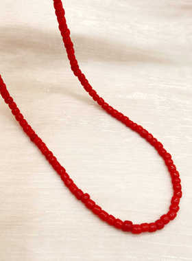 ACCSEE原创新中式时尚红色米珠串项链百搭锁骨链颈饰品潮流2024新