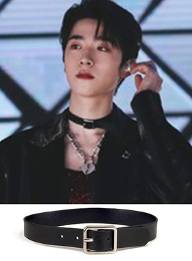 CHOKER张嘉元同款黑色环扣皮项