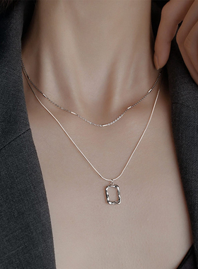 吾岸郝熠然同款纹理几何吊坠项链