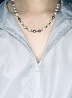 舞蹈张艺兴同款紫灰色白珍珠