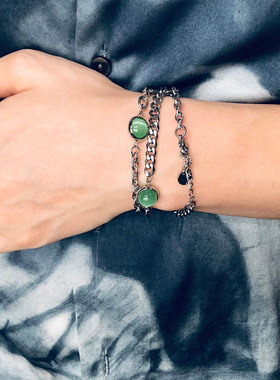 范丞丞同款绿色玛瑙碧玉项链圈