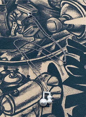 檀健次同款珍珠锆钻石音符项链