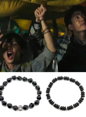 滚宝同款黑色菱形算盘玛瑙珠手链