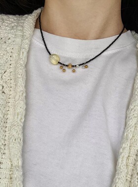 天然黑玛瑙项链女款2026新款爆款轻奢小众设计感锁骨链颈链配饰