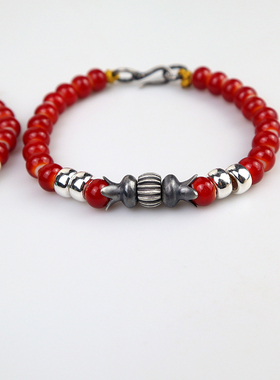 原创设计隔珠925纯银复古