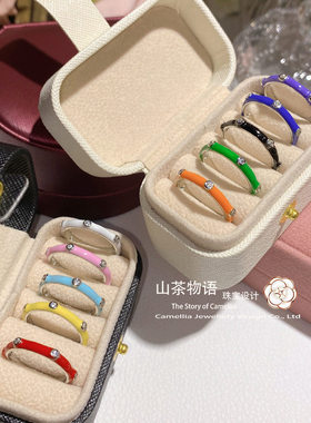 时尚百搭手工珐琅不褪色叠带戒指