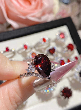 百搭晚宴指环山茶红刚玉贵气