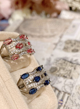 亚马逊环绕设计仿真宝蓝碧玺戒指