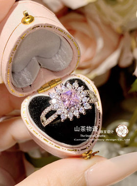 彩色锆石粉钻克拉彩钻结婚钻戒女