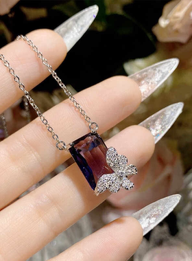 微镶镀18k蝴蝶满钻项链水晶