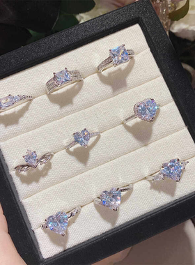 新品心形山茶仿真钻戒高级感