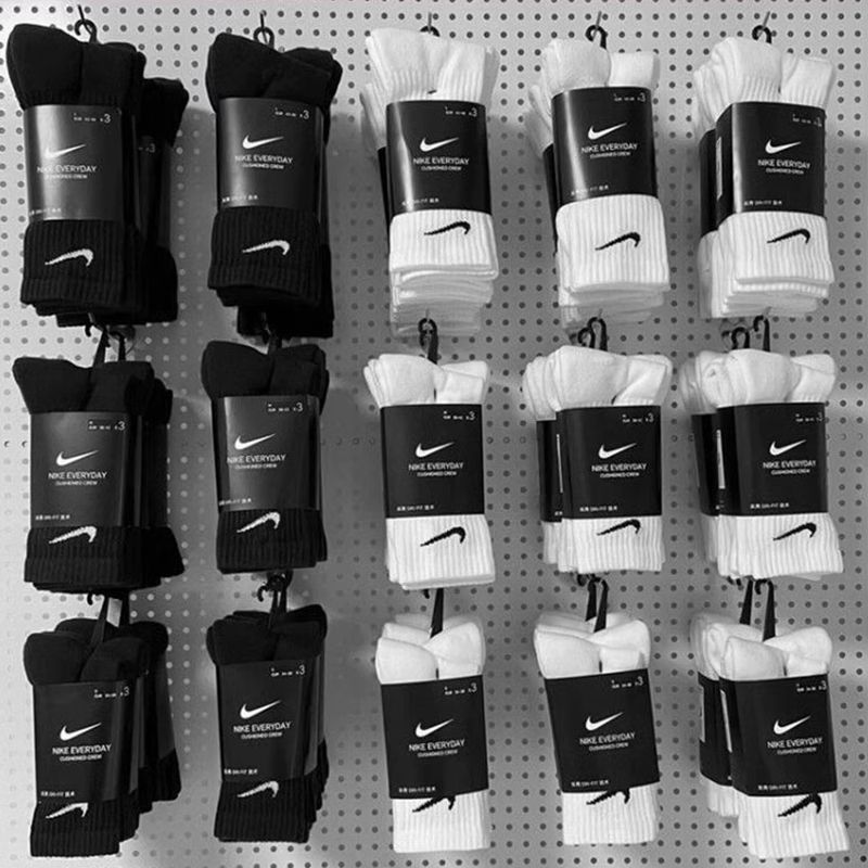 Nike耐克袜子男女纯棉中筒白色春夏季短袜运动袜篮球长筒袜SX7677