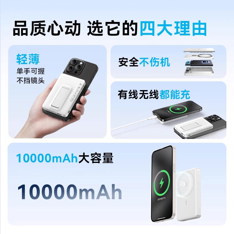 【猫和老鼠联名】Anker安克磁吸无线magsafe充电宝快充适用iPhone16苹果15超薄小巧便携大容量可上飞机可携带