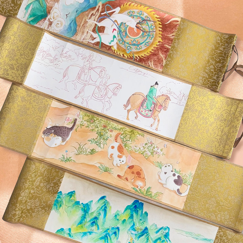 飞乐鸟国风木盒水彩颜料珠光国色国风涂色卷轴文具画板美术套装,淘宝优惠券,粉丝福利购,淘宝优惠卷