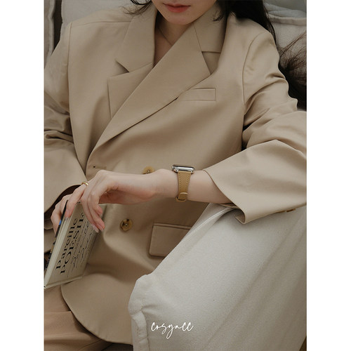 COSYACC 适用applewatch910代se真皮马蹄扣气质苹果s11手表带 - 图1