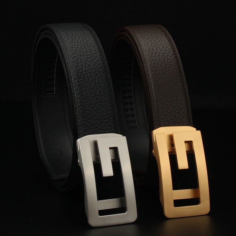 防过敏百搭字母不锈钢自动扣 真皮腰带 商务裤带青年皮带男士3.5,淘宝优惠券,粉丝福利购,淘宝优惠卷