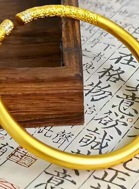 越南沙金祥云镶钻金箍棒手镯铜镀金悟空镶钻紧箍金箍圈开口戒指女