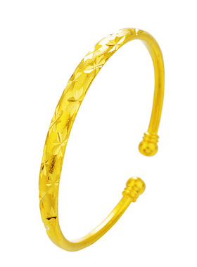 越南沙金女士款绒沙满天星开口手环 流星雨镀24k金店同款古法手镯