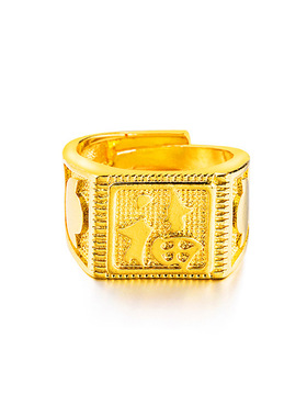 复古镀金开口男士戒指 金戒指环 男款金戒指福字财字发