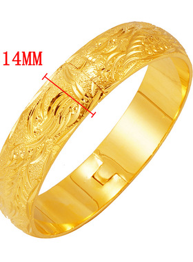 加厚15N越南沙金龙凤新娘婚庆手环 铜镀金满天星卡扣女士结婚手镯